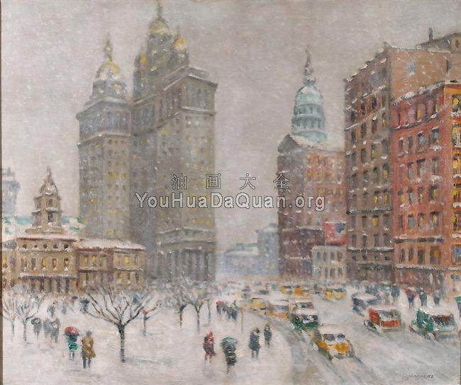 city hall park ny framed - 盖·卡尔顿·威金斯